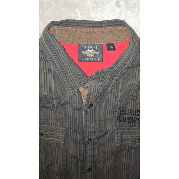 Harley Davidson Button Up Shirt Mens 2XL Motorcycle Biker Corduroy Puff‎ Print - Picture 12 of 16